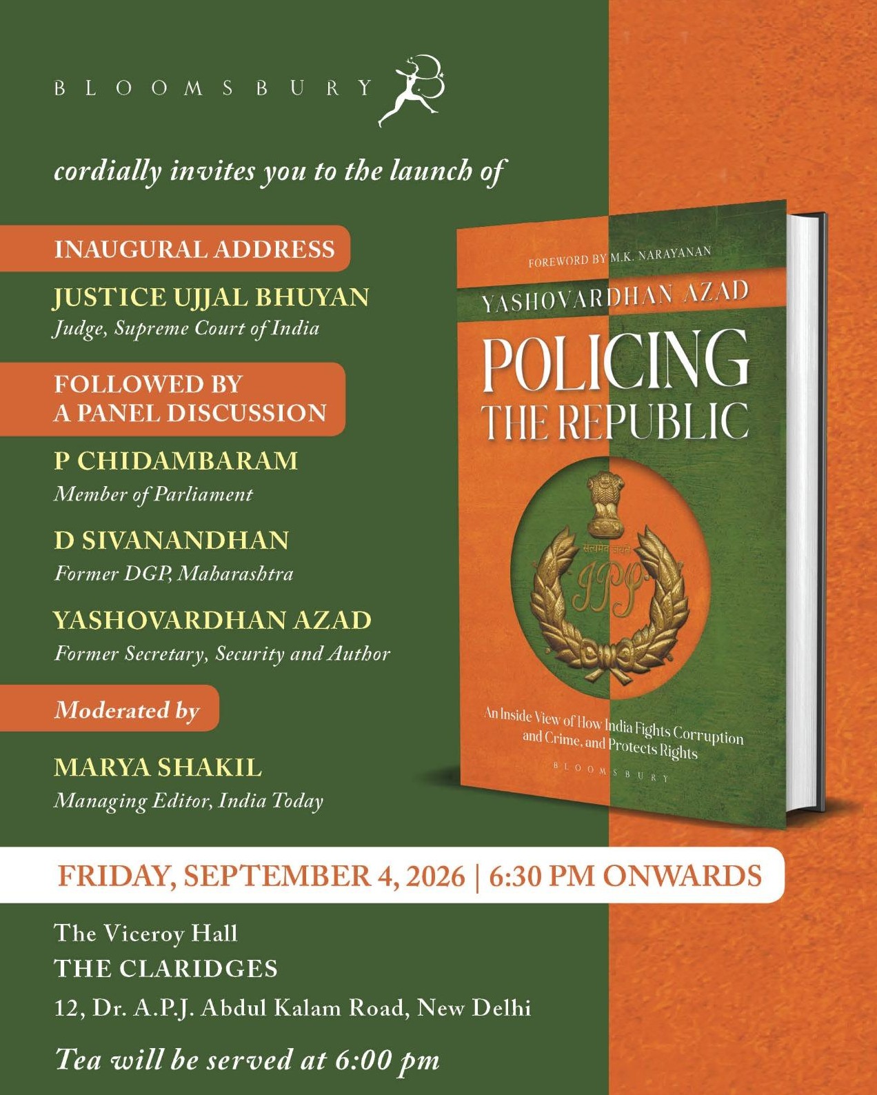 Yashovardhan Azad's Book Policing The Republic Is Set For Launch On 4th September