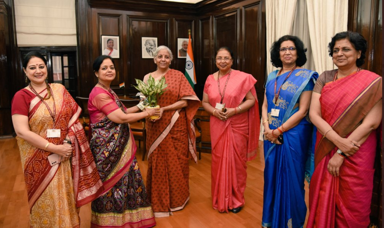 Women Officers of Finance Ministry Call On FM Ahead International Women Day